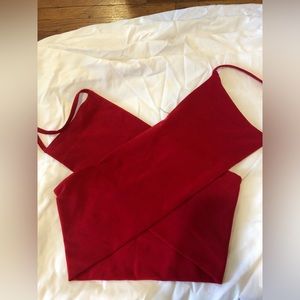 Red wrap-around, criss-cross halter top sized L